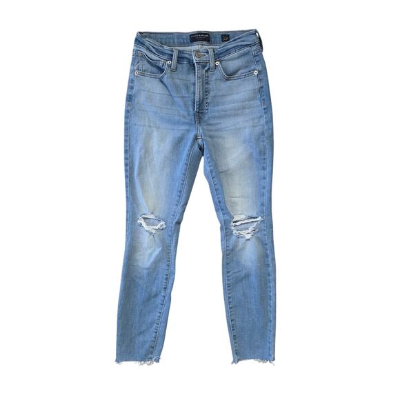 Lucky Brand Mid Rise Ripped Jeans Women’s 26 Light Wash Ankle - Picture 1 of 9